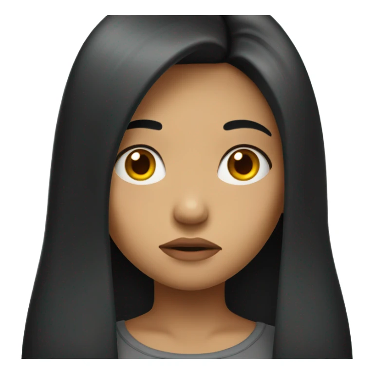 a girl with long black hair sad emotion sticker
