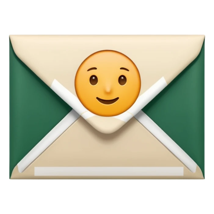 light beige envelope with dark green stripe on edge, modern style sticker