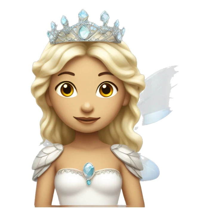 Peruvian white fairy child princess with tiara and wings sticker