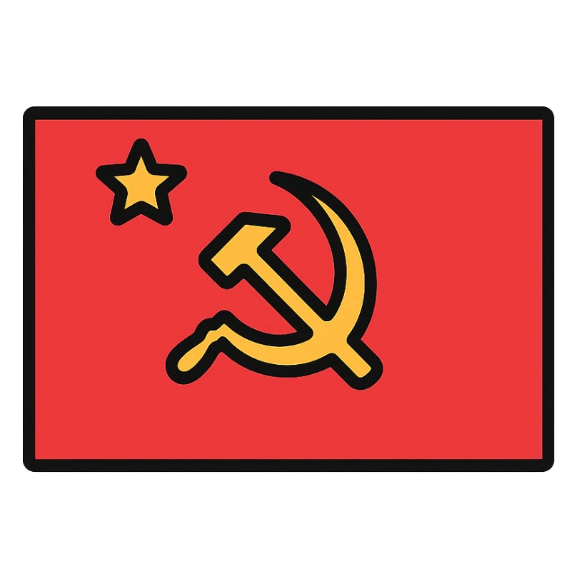 Soviet Union flag, stylized, bold colors, gold hammer and sickle with star, no text sticker