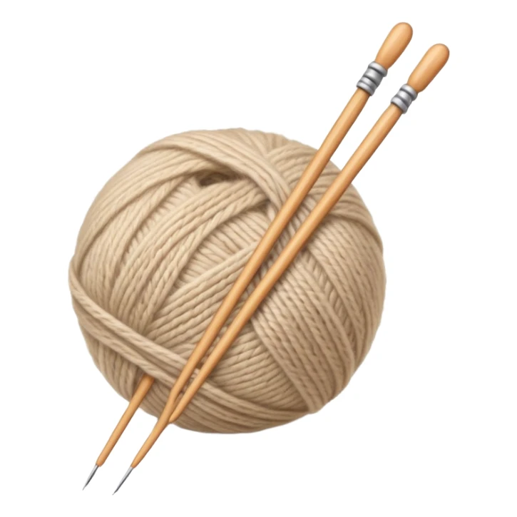 ball of beige mohair wool with knitting needles sticker