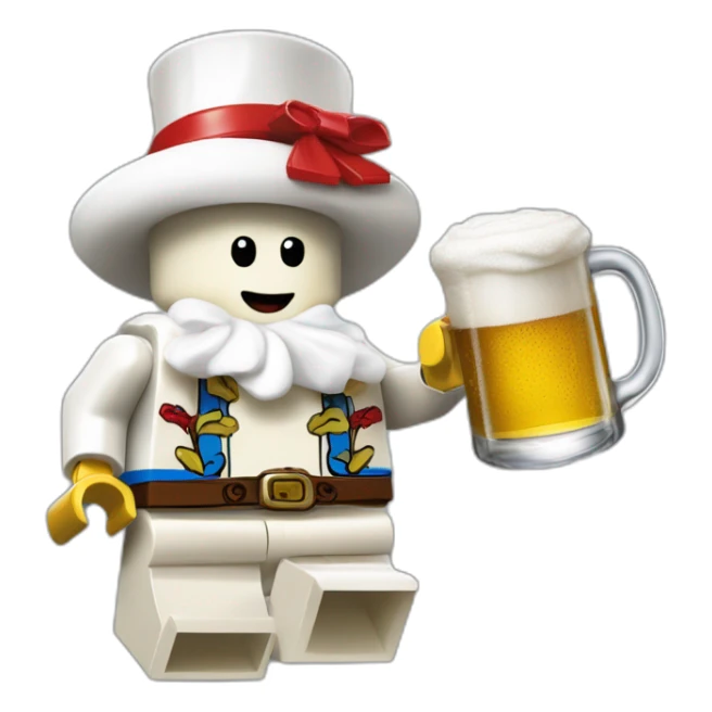 Bonhomme lego buvant une biere sticker
