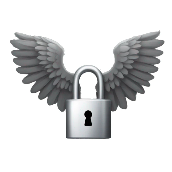 a lock with wings and muscular arms sticker