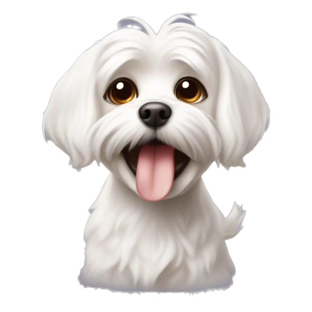 playful maltese with brown ears sticking out tongue sticker
