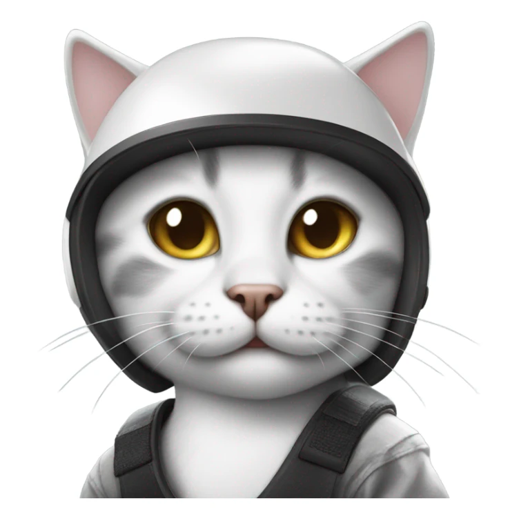 Smiling Black and white cat skateboarding with crash helmet  sticker