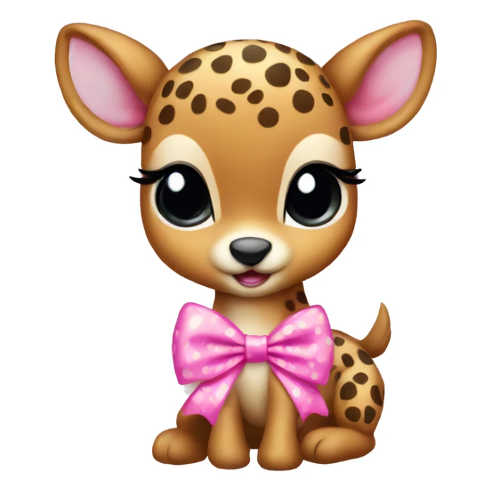 baby deer with pink cheetah print bow sticker