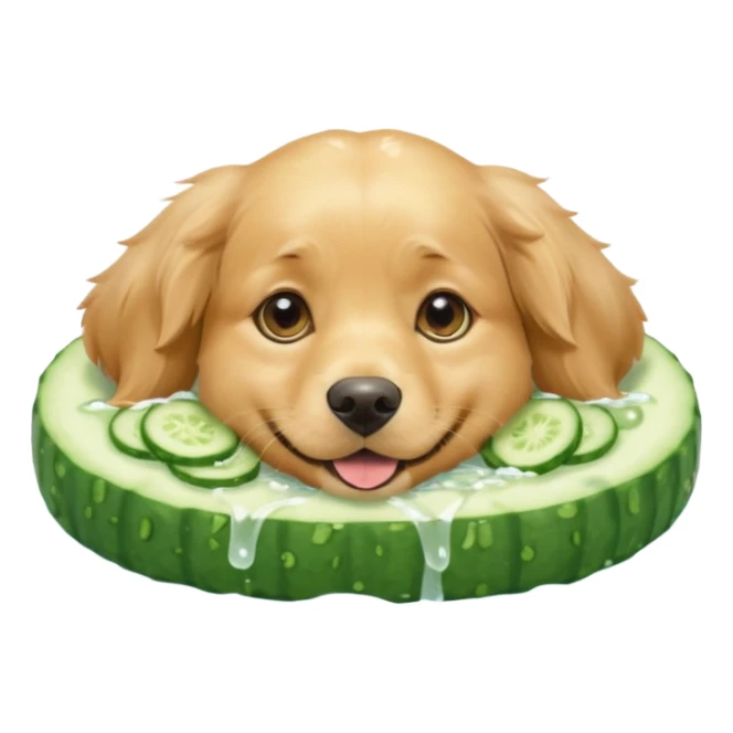 dog relaxing spa with cumcumbers in their eyes sticker