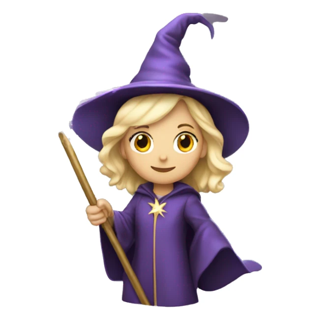 Blonde female wizard with iridescent star wand sticker