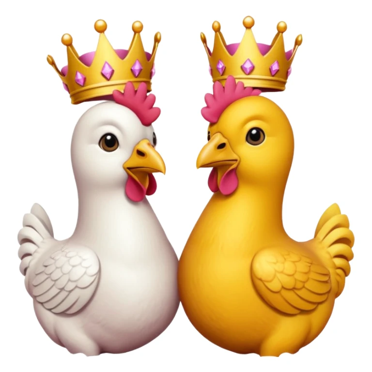 Dos pollos uno con un moño y el otro con una corona  sticker