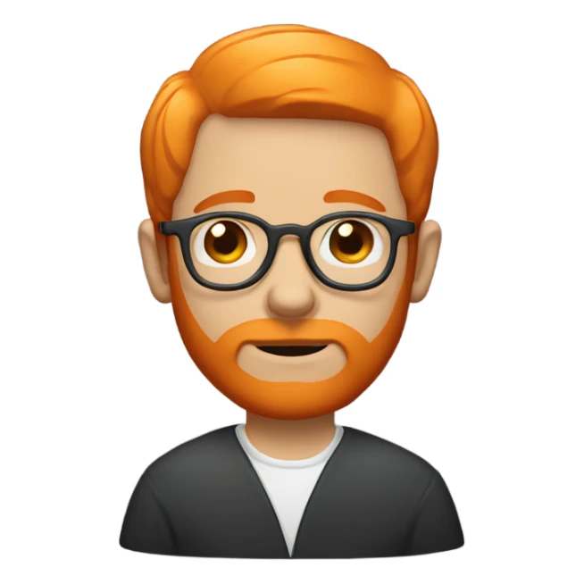 white man with orange beard and short orange hair as he praying and with orange glasses on sticker