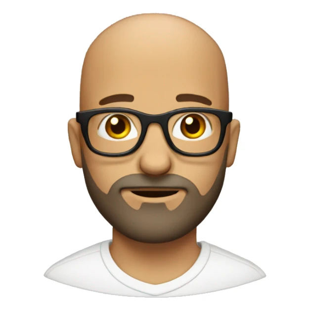 bald man with beard and glasses with brown eyes sticker