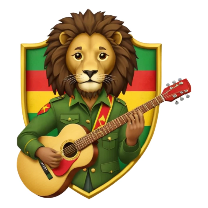Bob Marley heraldic crest made with ethiopian colors sticker