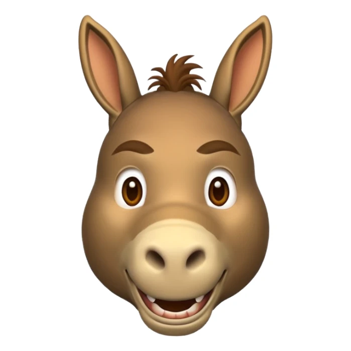 the donkey from Shrek, emoji style, friendly face sticker