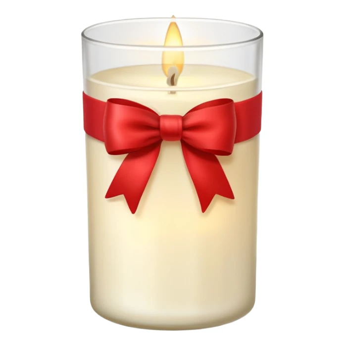 Soft vanilla long glass candle, with little red bow sticker