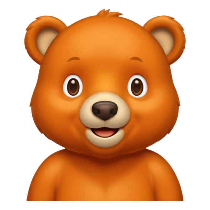 Create a orange friendly bear, make him look like from a kid cartoon and make him smile sticker