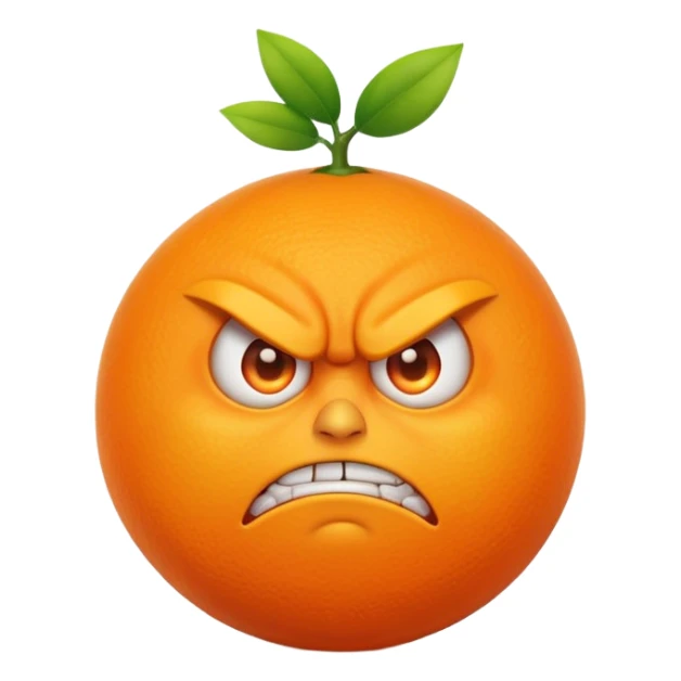 An angry orange emoji with furrowed brows, vibrant and colorful style. sticker
