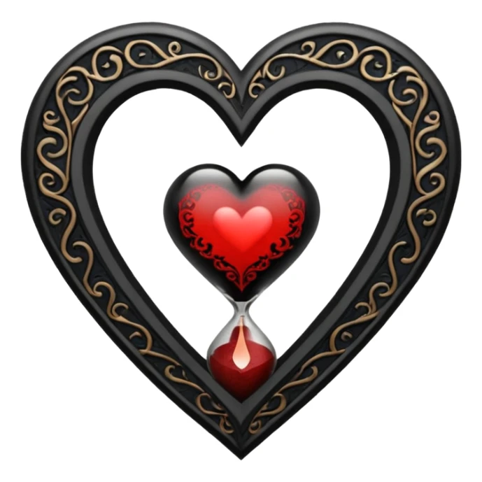 goth themed heart with a dark hourglass sticker