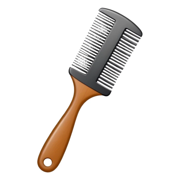 hand holding a comb with tidy hair, clean and friendly sticker
