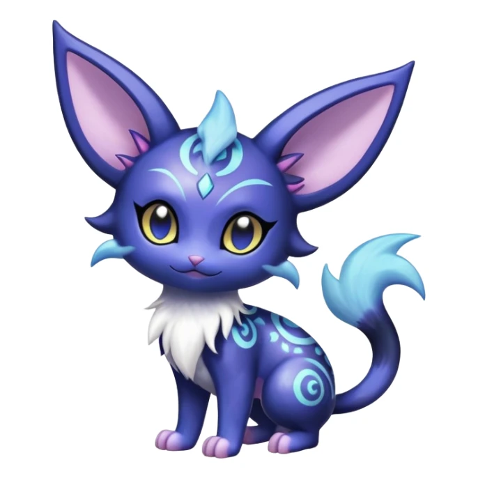 Shiny Cute Adorable Espeon-Litten-Noibat-Meowstic-Hybrid-Creature with pattern-markings sticker
