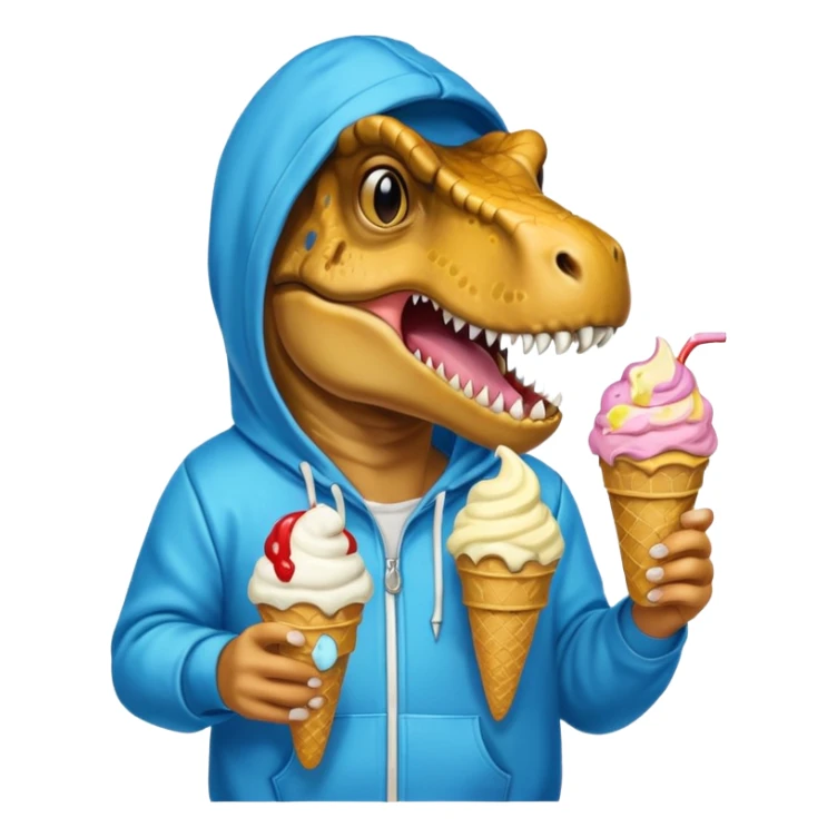 T. rex with ice cream and I hoodie  sticker