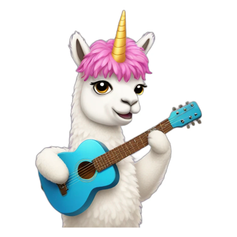 an alpaca dressed as a unicorn who plays guitar sticker