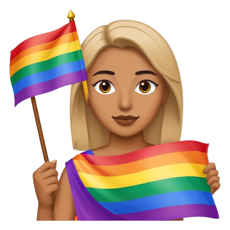 woman with lgbt flag sticker