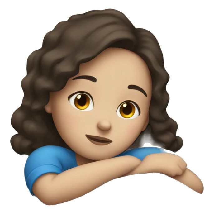 Dark brown haired girl with blue eyes sleeping  sticker