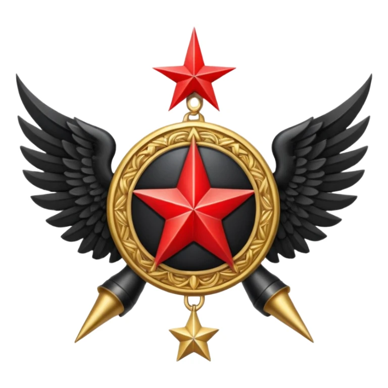 Holy Emblem with black wings and horn and red star in the middle sticker
