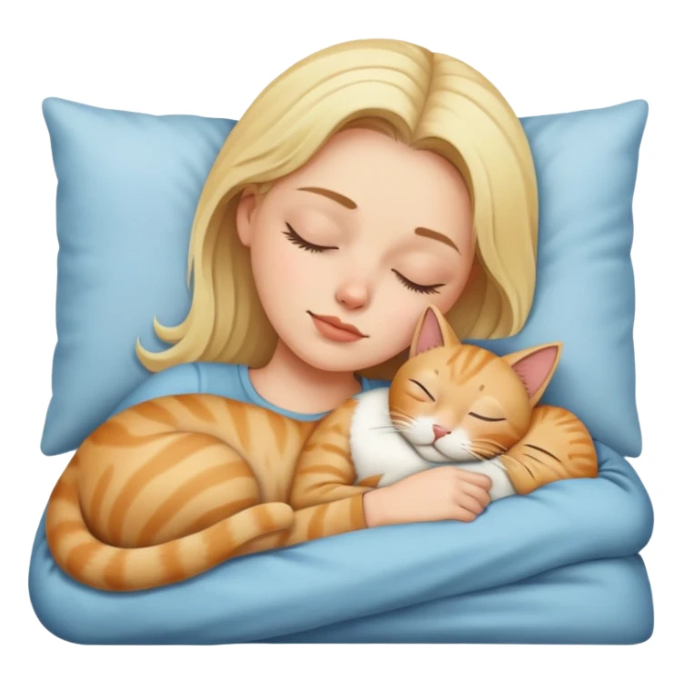Blond woman sleeping with a cat sticker