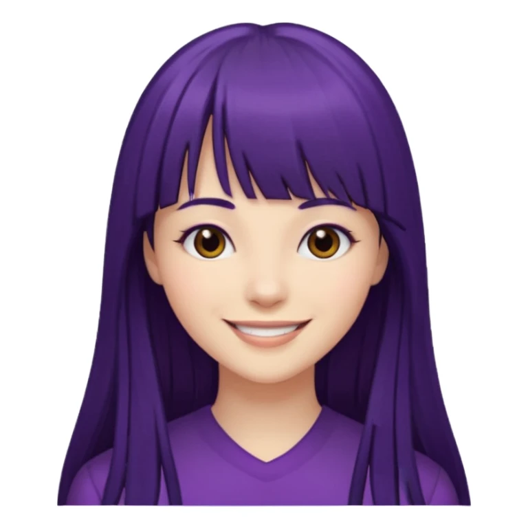 young woman with long straight dark purple hair and bangs sticker