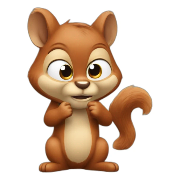 the squirrel twists his finger at his temple sticker