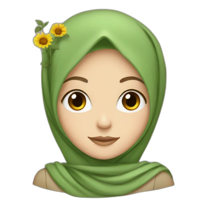  A white girl wearing a hijab carrying Sunflower rose sticker