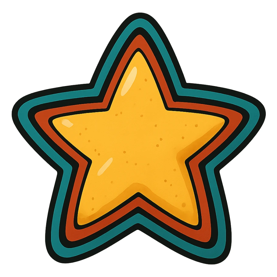 bold ghibli style icon of a star sticker