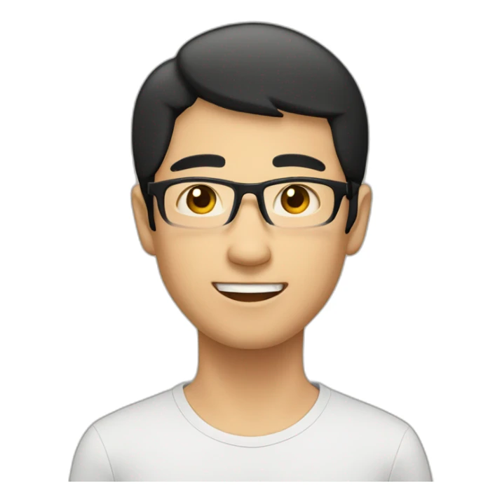 man-rounded face-black framed galsses-short black hair-asian sticker