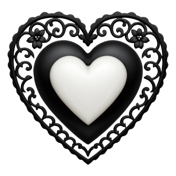 white goth heart with black gothic lace, ornate sticker