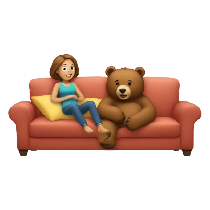 bears around a woman on the couch sticker