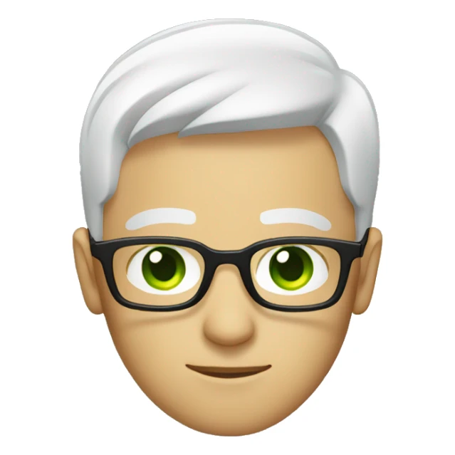 guy with square glasses with short hair, white green eyes sticker