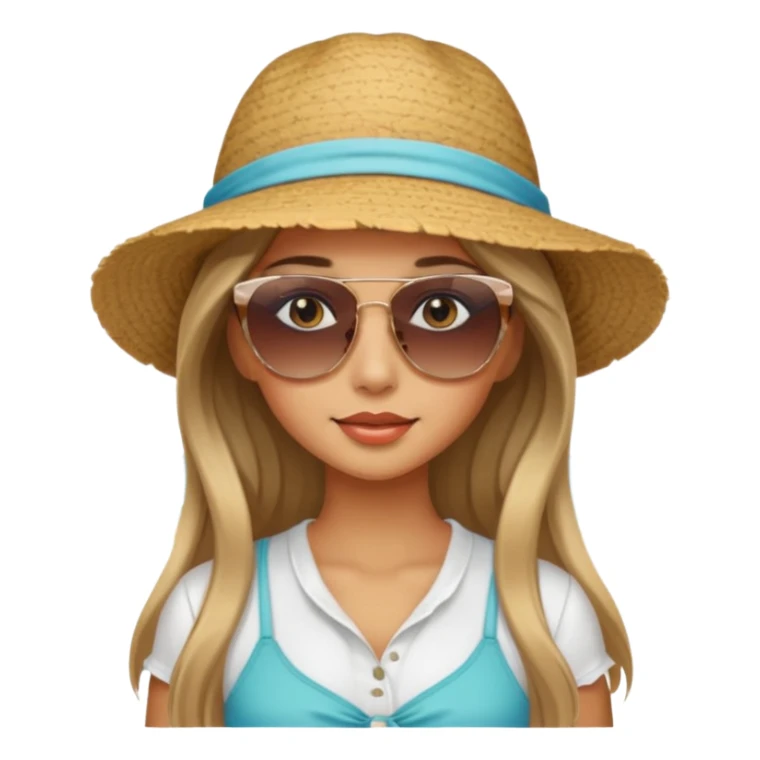 pretty girl with long hair and highlights makeup 🐬 at the beach. 🏝️ sticker