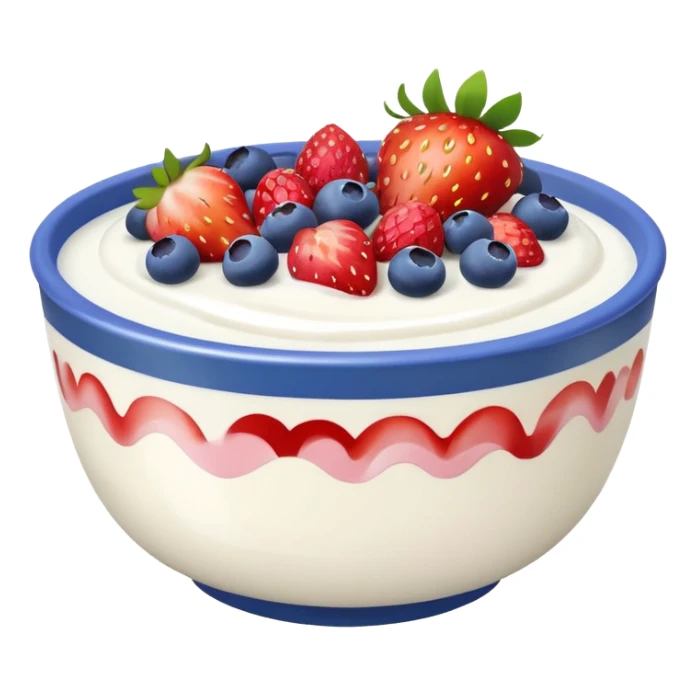 create a bowl with iogurt and berries emoji ios style  sticker