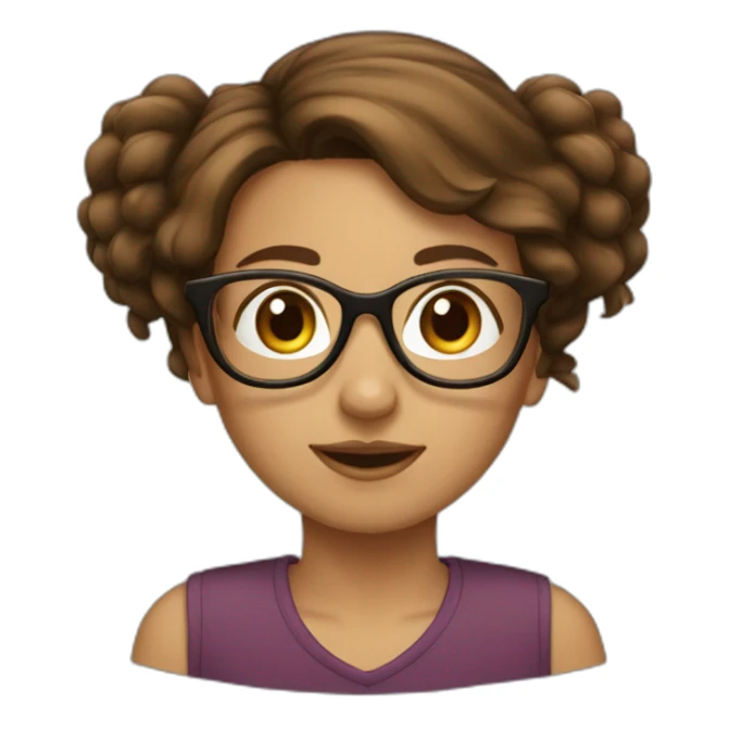 girl with glasses, brown long and a little bit curty hairs sticker