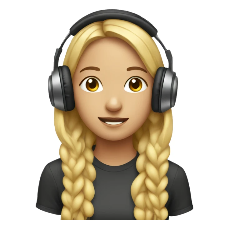 Girl listening a music on headphones  sticker