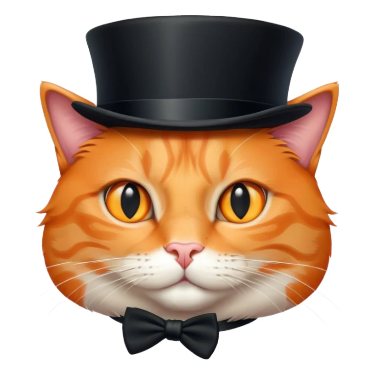 elegant orange cat with top hat black sticker