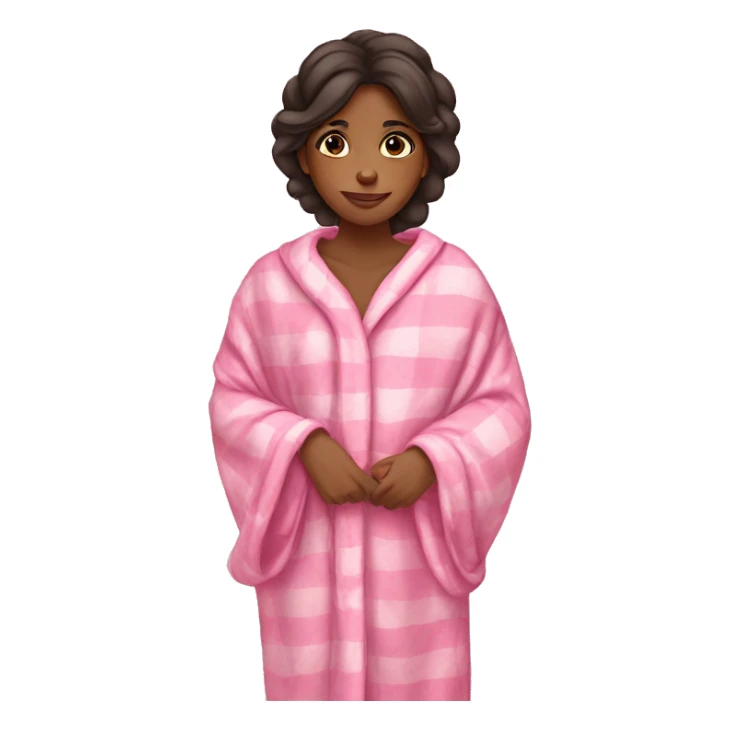 Brown girl wearing pink pajamas and Christmas blanket sticker