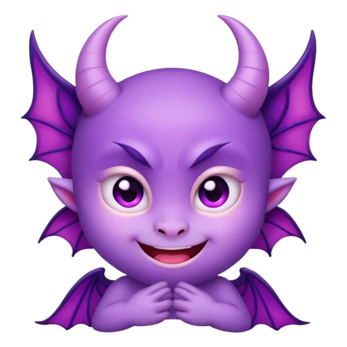 cute purple demon with small wings, blushing cheeks and a shy smile sticker