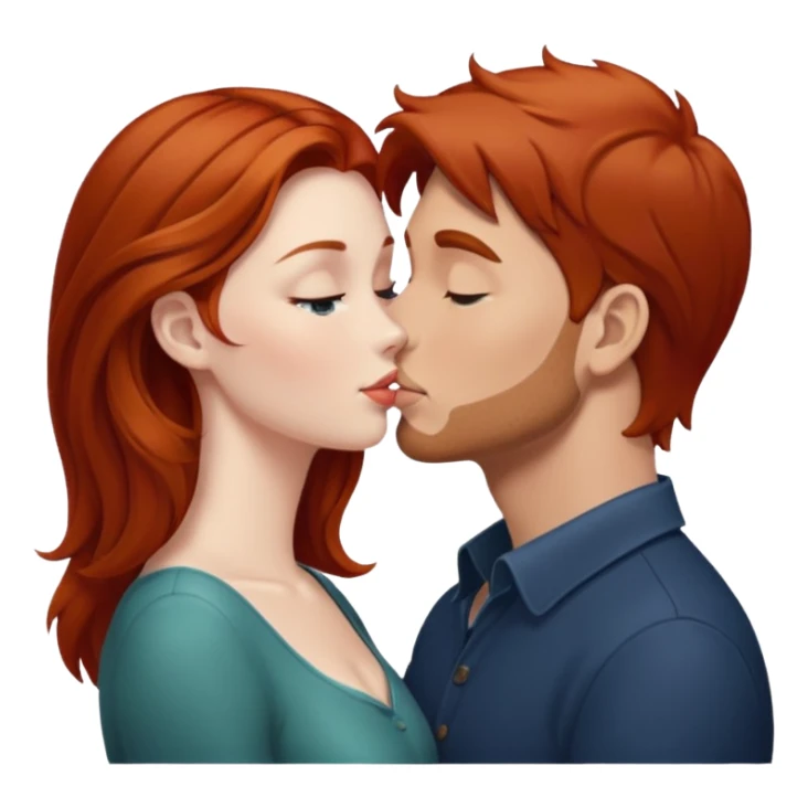 kissy face between brown hair man and redhead woman sticker