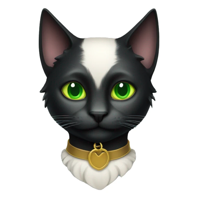 Black cat , green eyes with jester collar on neck  sticker