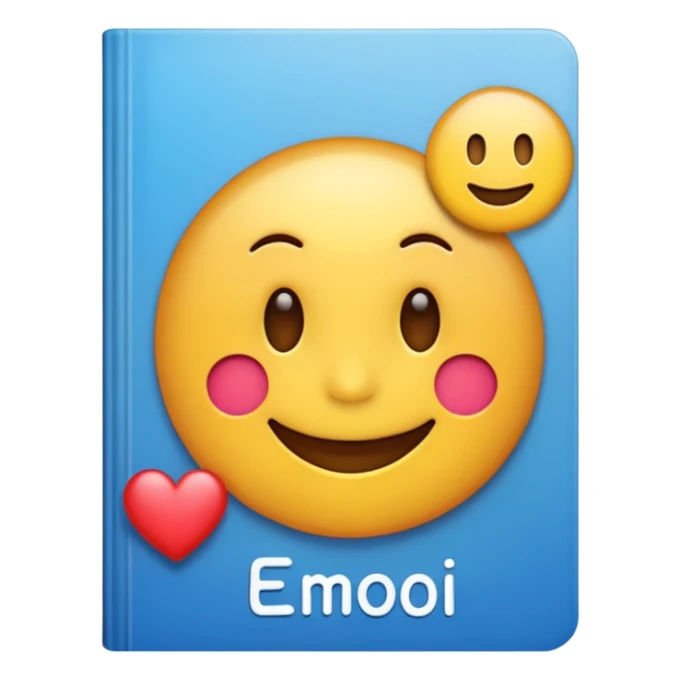 A textbook with the word 'emoji' written on the cover sticker