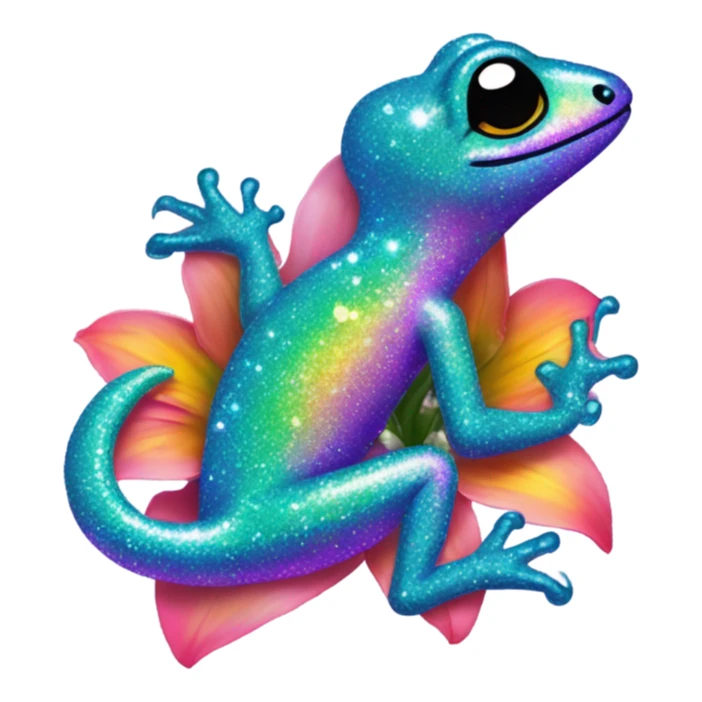 Lisa frank glitter gecko with a lily sticker