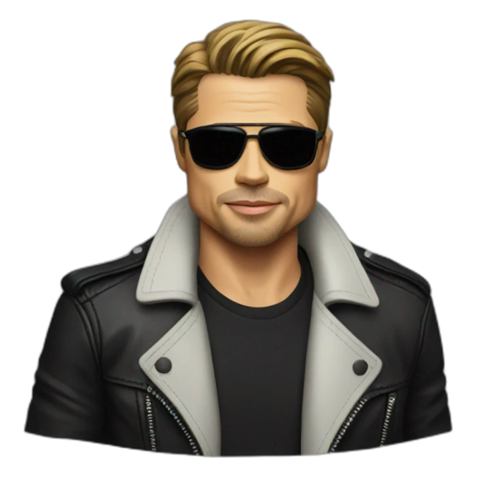 Brad pitt wearing a black leather jacket sticker