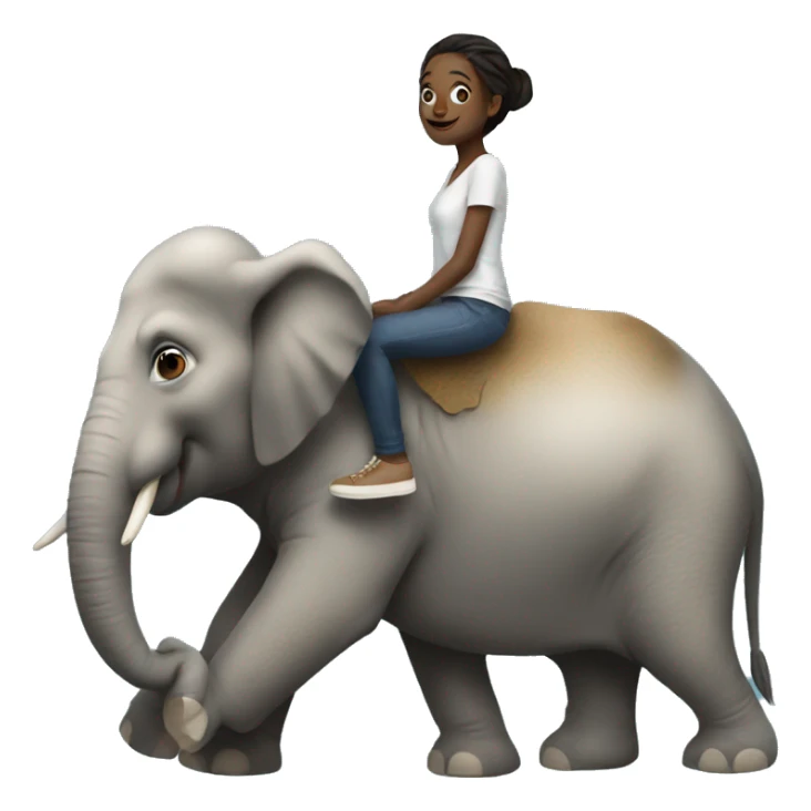 A young woman sitting on elephants trunk sticker